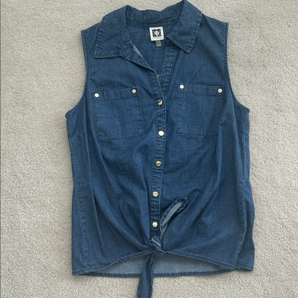 Anne Klein Sleeveless Button-Up Top | Size S